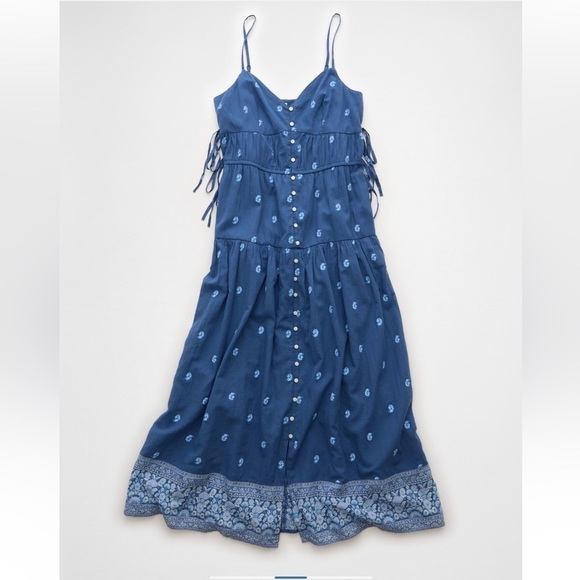 NWT AE Vneck Side Tie Midi Dress - Picture 5 of 8